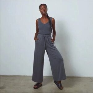 Lunya New Cozy Cotton Silk Relaxed Pant Wide Leg Charcoal Medium